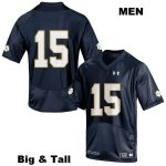 Notre Dame Fighting Irish Men's Phil Jurkovec #15 Navy Under Armour No Name Authentic Stitched Big & Tall College NCAA Football Jersey SQJ1099FN